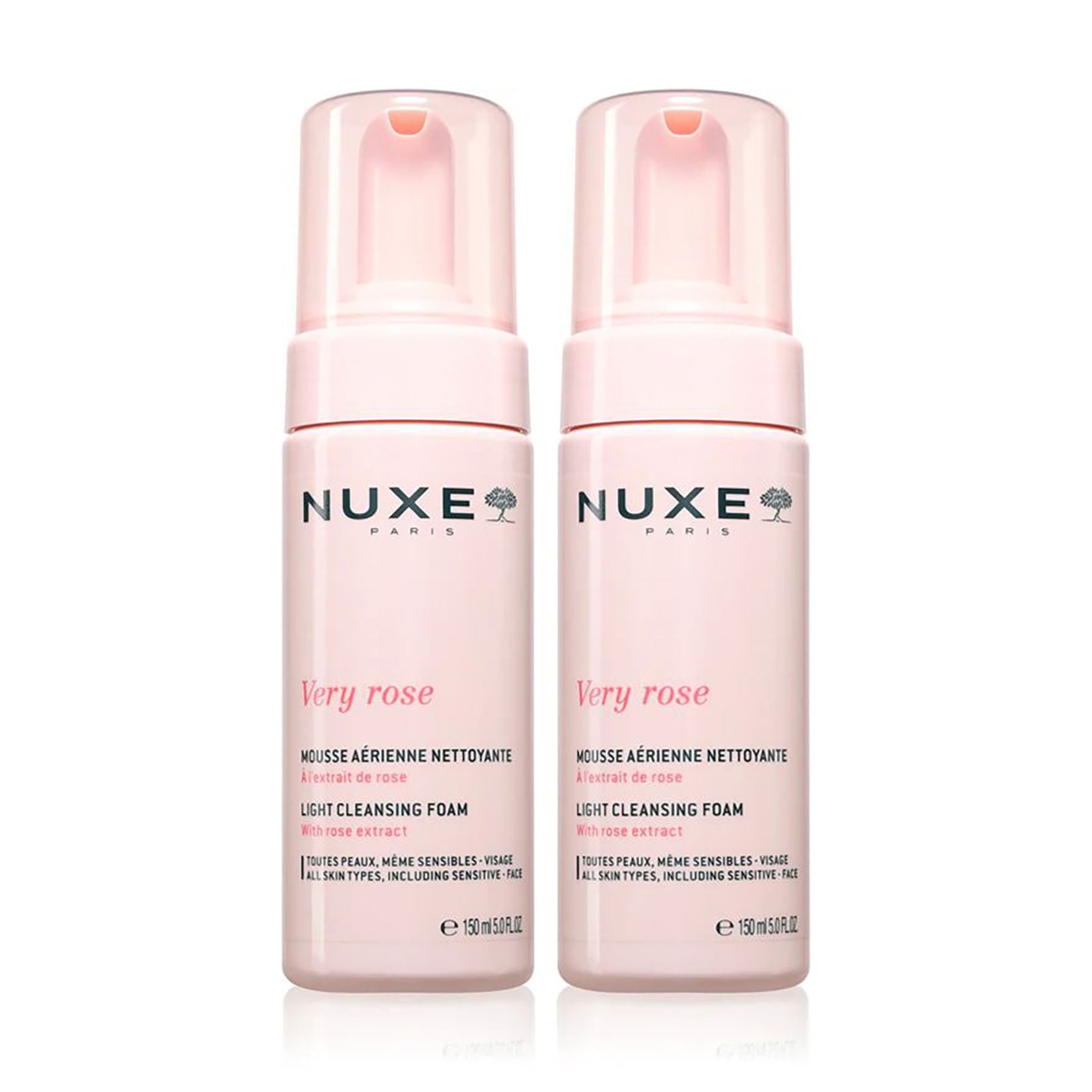 Набір легкої очищувальної пінки для вмивання Nuxe Very Rose Light Cleansing Foam, 2*150 мл